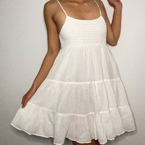 ZARA White Shirred Cami Dress
